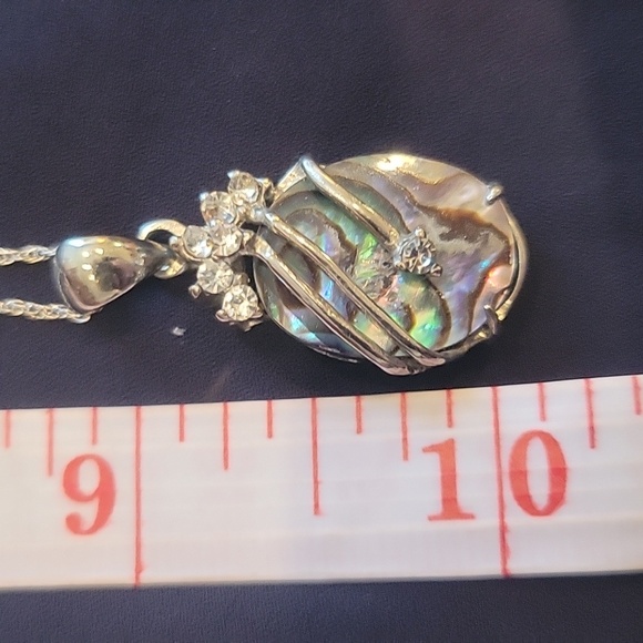 18 " inch Silver chain with Abolone and 7 CZs! Beautiful! - Picture 8 of 10